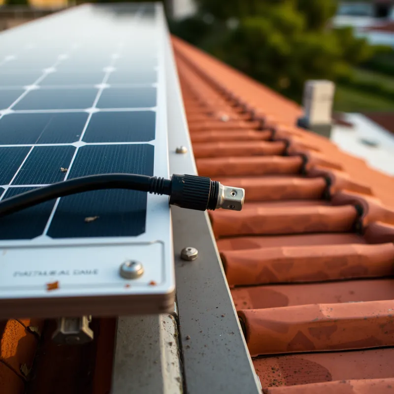 Conexão de cabeamento e acabamento de sistema fotovoltaico