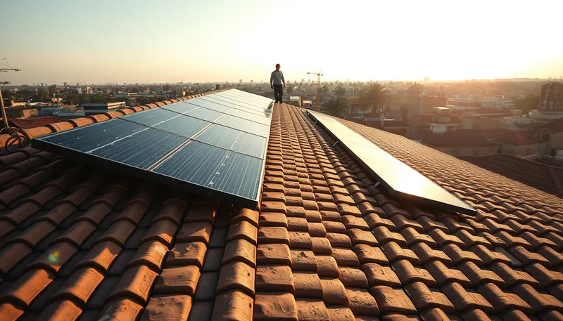Instalação de energia solar em telhado cerâmico residencial em São Paulo